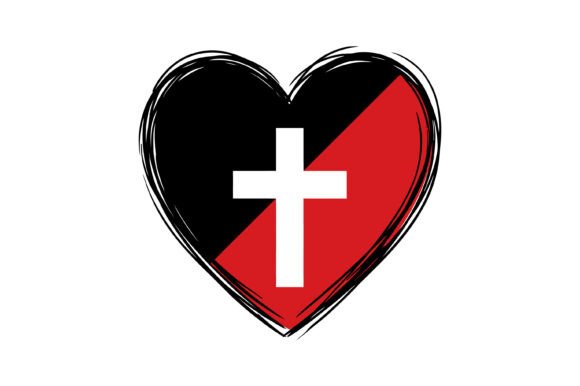 Christian Love Cross Heart Graphics & T-Shirt Designs