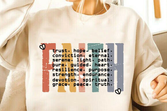 Faith Words SVG: Graphics for T-Shirt Designs & Branding