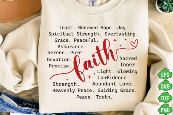 Faith Words SVG PNG Graphics for T-Shirt Designs