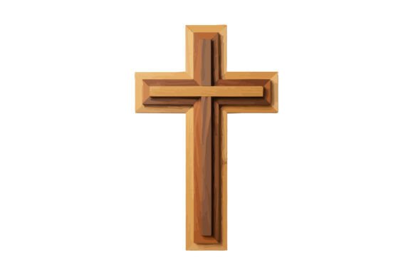 Wooden Christian Cross Illustration in T-Shirt Designs & Graphics